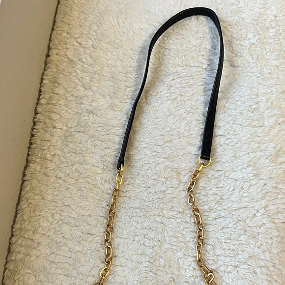 Tory Burch Black Leather Crossbody Bag | Removable Gold Chain and Leather Strap - Picture 3 of 7